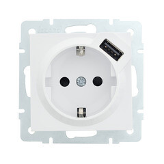 Изображение товара Розетка Lezard Vesna встраиваемая белая с USB-A (742-0288-181)