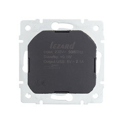 Розетка Lezard Vesna встраиваемая белая с USB-A (742-0288-181) - фото 3