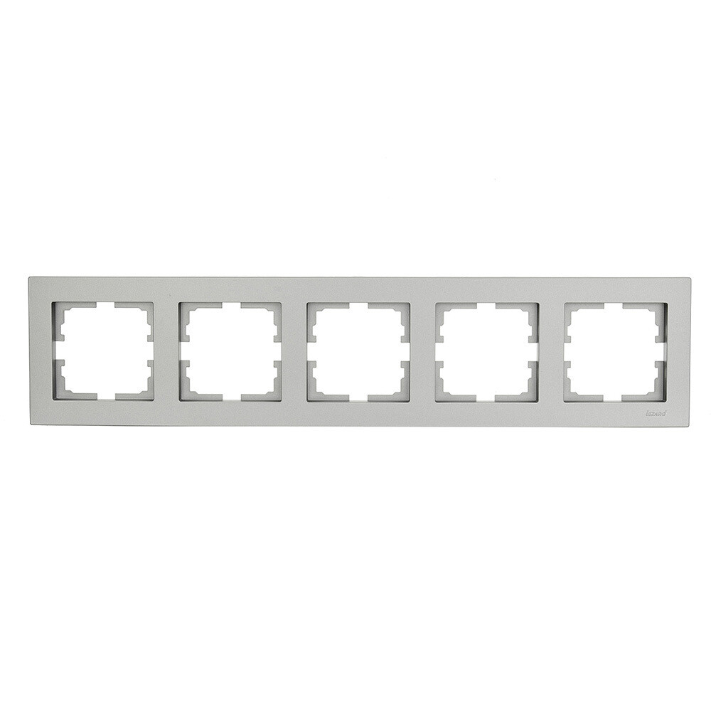Изображение товара Рамка Lezard Vesna пятиместная платина для розеток и выключателей