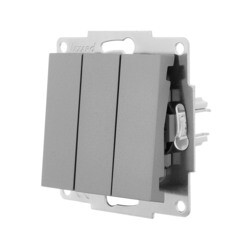 Выключатель Lezard Vesna трехклавишный встраиваемый платина (742-3588-109) - фото 4