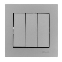Выключатель Lezard Vesna трехклавишный встраиваемый платина (742-3588-109) - фото 5