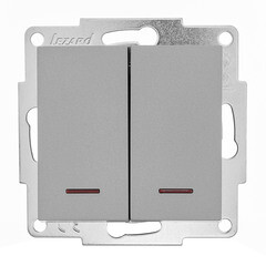 Изображение товара Выключатель Lezard Vesna двухклавишный встраиваемый платина с подсветкой (742-3588-112)