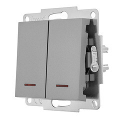 Выключатель Lezard Vesna двухклавишный встраиваемый платина с подсветкой (742-3588-112) - фото 5