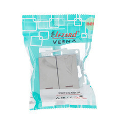 Выключатель Lezard Vesna двухклавишный встраиваемый платина с подсветкой (742-3588-112) - фото 2