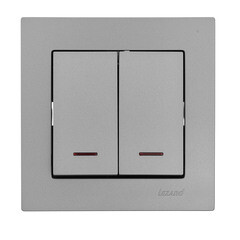 Выключатель Lezard Vesna двухклавишный встраиваемый платина с подсветкой (742-3588-112) - фото 4