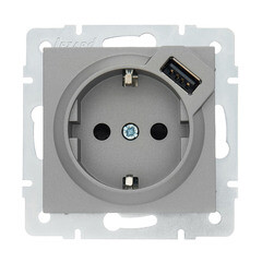 Изображение товара Розетка Lezard Vesna встраиваемая платина с USB-A (742-3588-181)