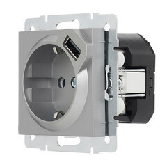 Розетка Lezard Vesna встраиваемая платина с USB-A (742-3588-181) - фото 3