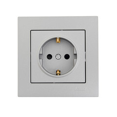 Розетка Lezard Vesna встраиваемая платина со шторками (742-3588-124B) - фото 3