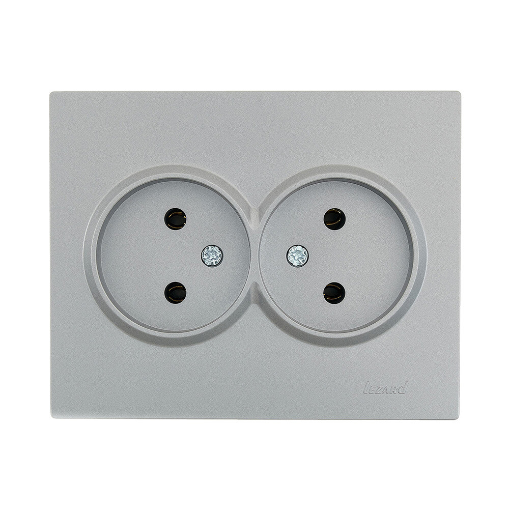 Изображение товара Розетка Lezard Vesna встраиваемая платина 2 гнезда IP20