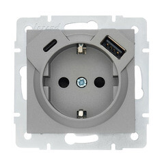 Изображение товара Розетка Lezard Vesna встраиваемая платина с USB-A/ Type-C (742-3588-181TC)