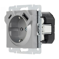 Розетка Lezard Vesna встраиваемая платина с USB-A/ Type-C (742-3588-181TC) - фото 3