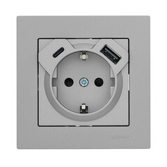 Розетка Lezard Vesna встраиваемая платина с USB-A/ Type-C (742-3588-181TC) - фото 5