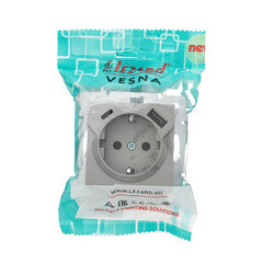 Розетка Lezard Vesna встраиваемая платина с USB-A/ Type-C (742-3588-181TC) - фото 4
