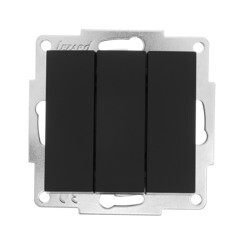 Выключатель Lezard Vesna трехклавишный встраиваемый черный бархат (742-4288-109) - фото 1