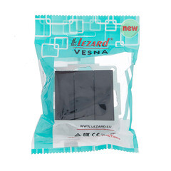 Выключатель Lezard Vesna трехклавишный встраиваемый черный бархат (742-4288-109) - фото 3