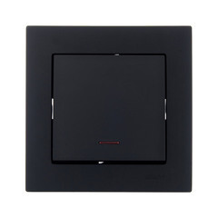 Выключатель Lezard Vesna одноклавишный встраиваемый черный бархат с подсветкой (742-4288-111) - фото 4