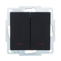 Изображение товара Выключатель Lezard Vesna двухклавишный встраиваемый черный бархат с подсветкой (742-4288-112)