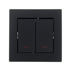 Выключатель Lezard Vesna двухклавишный встраиваемый черный бархат с подсветкой (742-4288-112) - фото 4