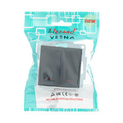 Выключатель Lezard Vesna двухклавишный встраиваемый черный бархат с подсветкой (742-4288-112) - фото 2