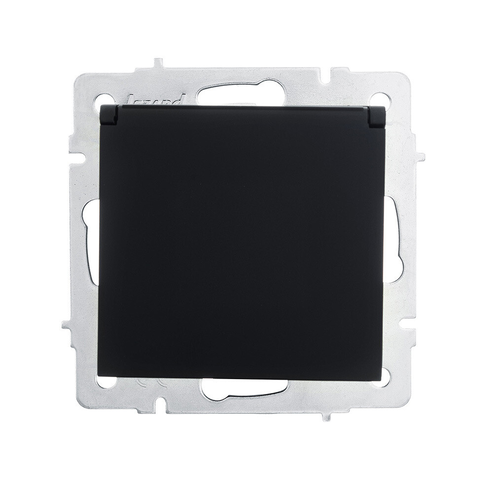 Изображение товара Розетка Lezard Vesna черный бархат встраиваемая с крышкой