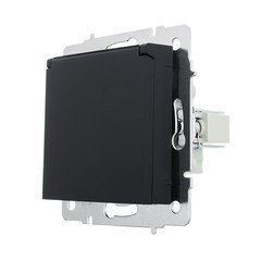 Розетка Lezard Vesna встраиваемая черный бархат с крышкой (742-4288-123B) - фото 5