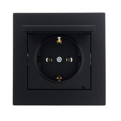 Розетка Lezard Vesna встраиваемая черный бархат с крышкой (742-4288-123B) - фото 2