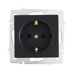 Розетка Lezard Vesna встраиваемая черный бархат со шторками (742-4288-124B) - фото 1