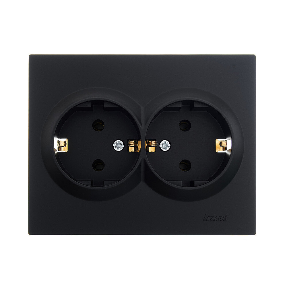 Изображение товара Розетка Lezard Vesna встраиваемая черный бархат 2 гнезда IP20