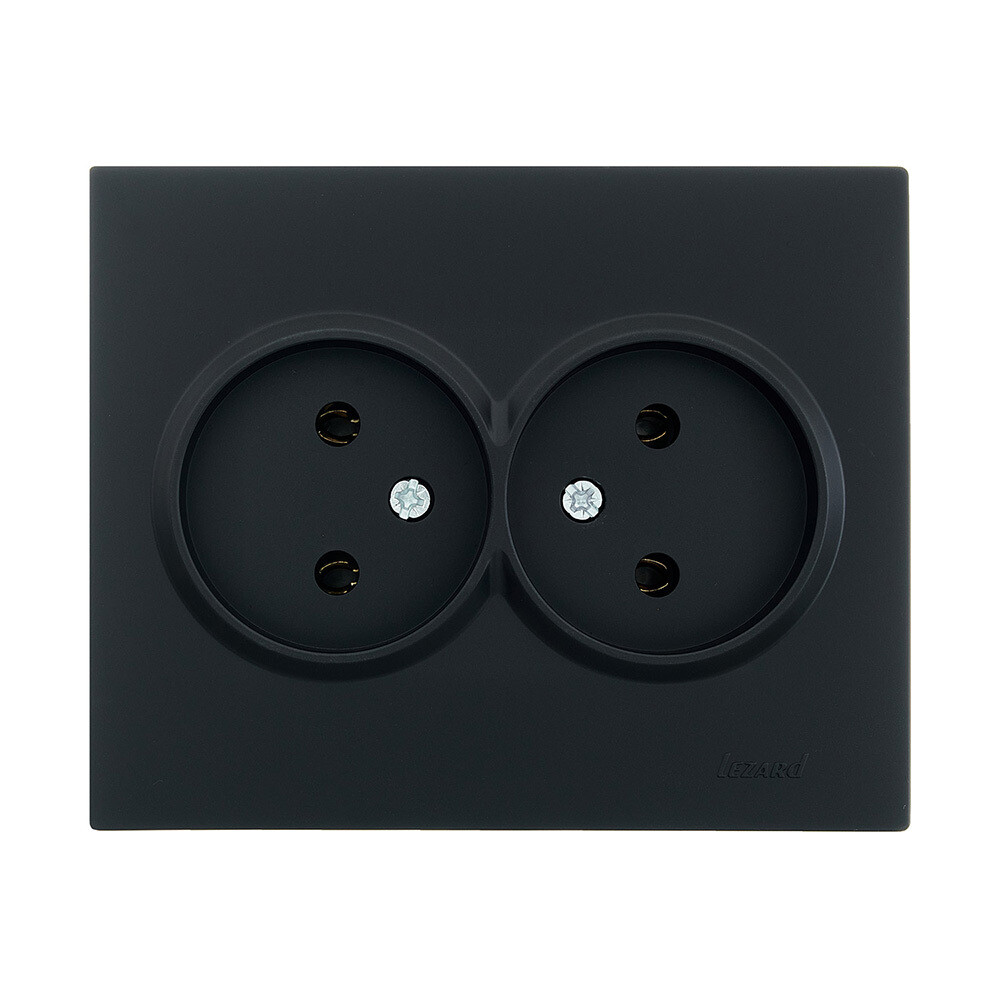 Изображение товара Встраиваемая розетка Lezard Vesna черный бархат 2 гнезда IP20