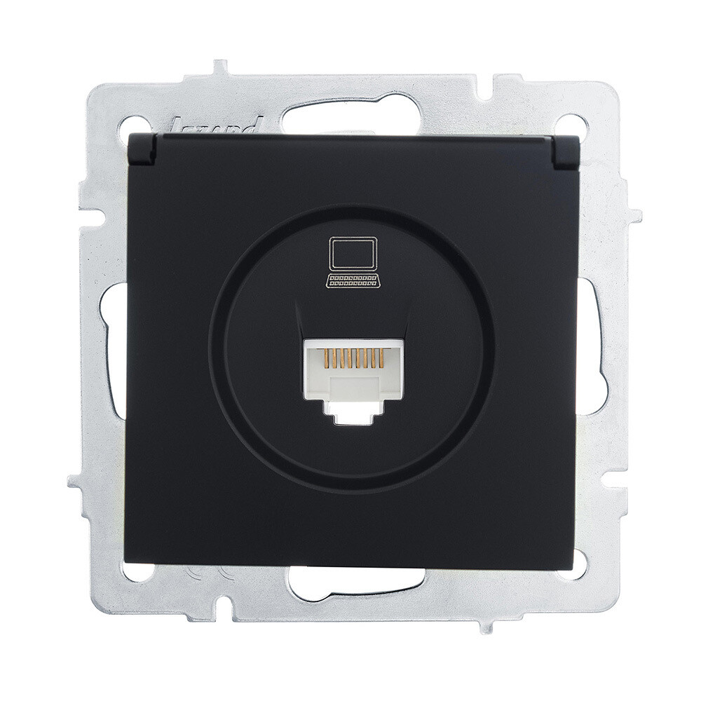 Изображение товара Встраиваемая компьютерная розетка Lezard Vesna черный бархат RJ45