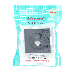 Розетка компьютерная Lezard Vesna встраиваемая черный бархат RJ45 (742-4288-139) - фото 2