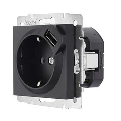 Розетка Lezard Vesna встраиваемая черный бархат с USB-A (742-4288-181) - фото 2