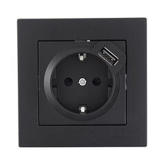 Розетка Lezard Vesna встраиваемая черный бархат с USB-A (742-4288-181) - фото 4