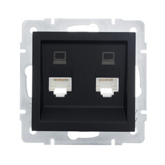 Изображение товара Розетка компьютерная Lezard Vesna встраиваемая черный бархат 2хRJ45 (742-4288-141)