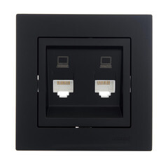 Розетка компьютерная Lezard Vesna встраиваемая черный бархат 2хRJ45 (742-4288-141) - фото 4