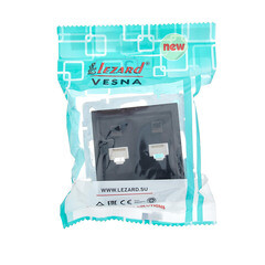 Розетка компьютерная Lezard Vesna встраиваемая черный бархат 2хRJ45 (742-4288-141) - фото 3