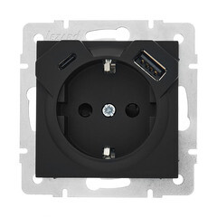 Изображение товара Розетка Lezard Vesna встраиваемая черный бархат с USB-A/ Type-C (742-4288-181TC)