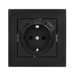 Розетка Lezard Vesna встраиваемая черный бархат с USB-A/ Type-C (742-4288-181TC) - фото 2