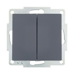 Выключатель Lezard Vesna двухклавишный встраиваемый графит (742-3488-101) - фото 1