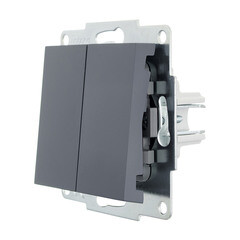 Выключатель Lezard Vesna двухклавишный встраиваемый графит (742-3488-101) - фото 5