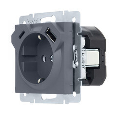 Розетка Lezard Vesna встраиваемая графит с USB-A/ Type-C (742-3488-181TC) - фото 5