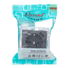 Розетка Lezard Vesna встраиваемая графит с USB-A/ Type-C (742-3488-181TC) - фото 3
