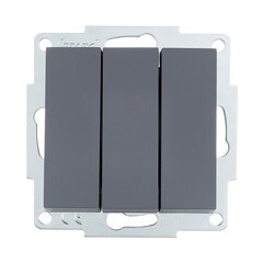 Выключатель Lezard Vesna трехклавишный встраиваемый графит (742-3488-109) - фото 1