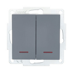 Выключатель Lezard Vesna двухклавишный встраиваемый графит (742-3488-112) - фото 1