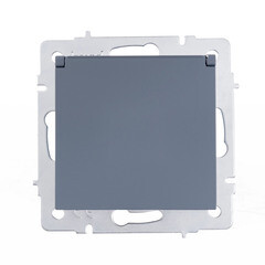 Розетка Lezard Vesna встраиваемая графит с крышкой (742-3488-123B) - фото 1