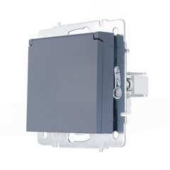 Розетка Lezard Vesna встраиваемая графит с крышкой (742-3488-123B) - фото 2