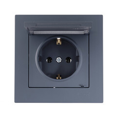 Розетка Lezard Vesna встраиваемая графит с крышкой (742-3488-123B) - фото 4