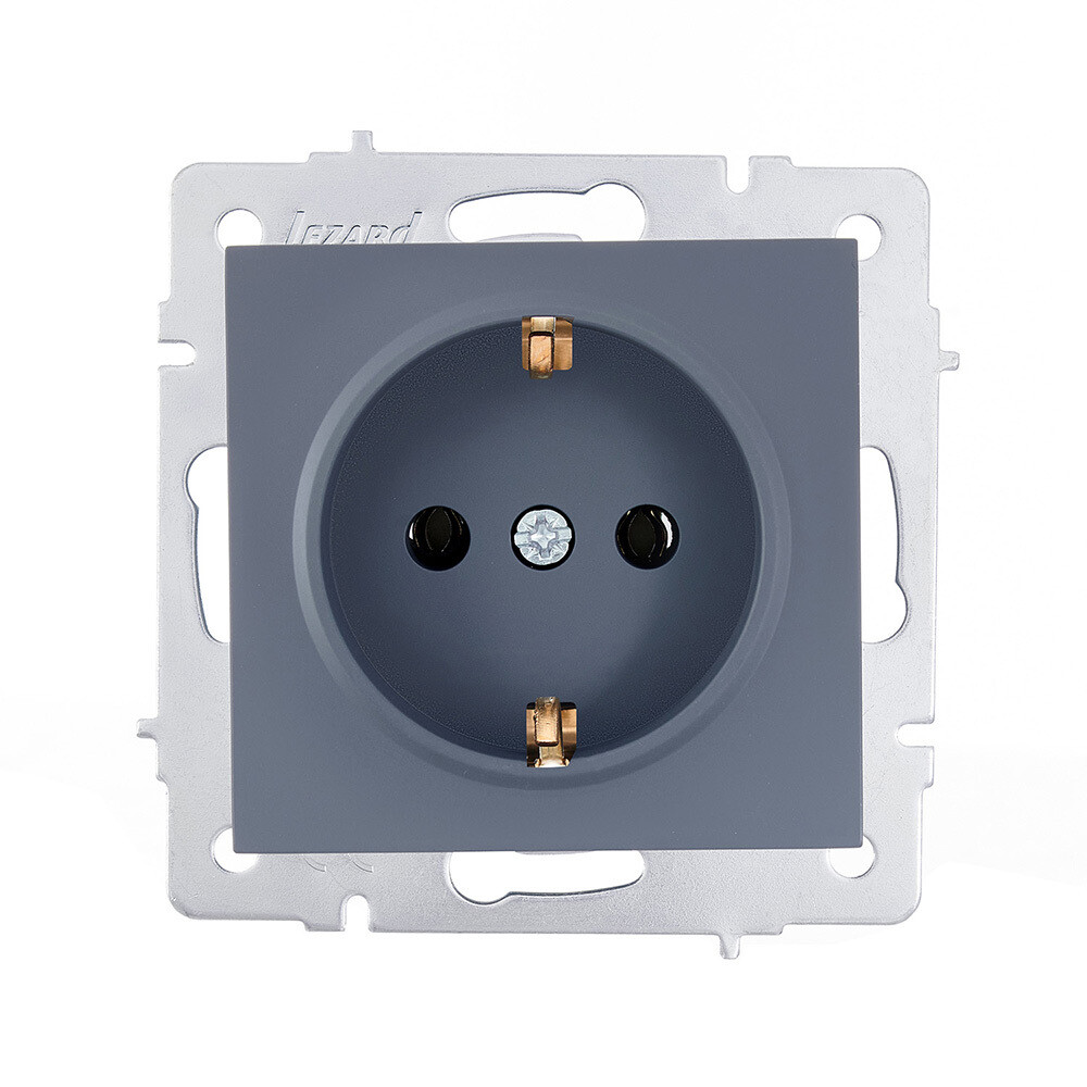 Изображение товара Розетка Lezard Vesna встраиваемая графит со шторками