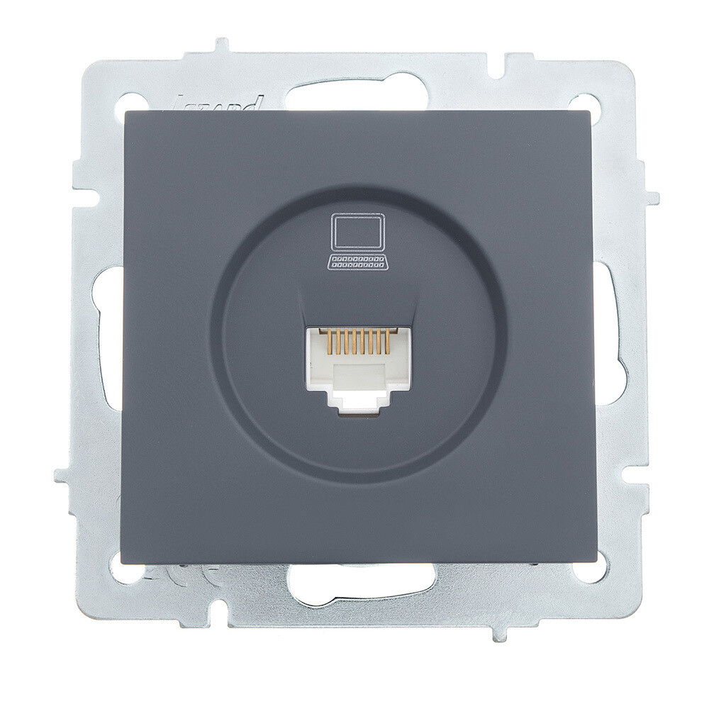 Изображение товара Розетка компьютерная Lezard Vesna RJ45 встраиваемая графит