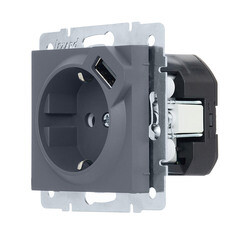 Розетка Lezard Vesna встраиваемая графит с USB-A (742-3488-181) - фото 5